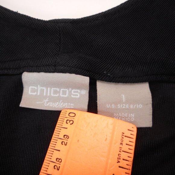 Chico's Travelers size 1 US size 8 / 10 Women's Black V-Neck Top Slinky Knit - Picture 6 of 7